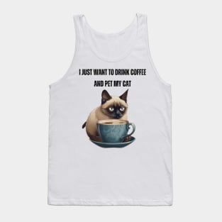 Coffee and Cat Love - Cute Cat Owner Design Tank Top